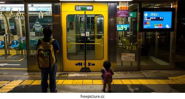 Two People Waiting For A Train In A Subway Station