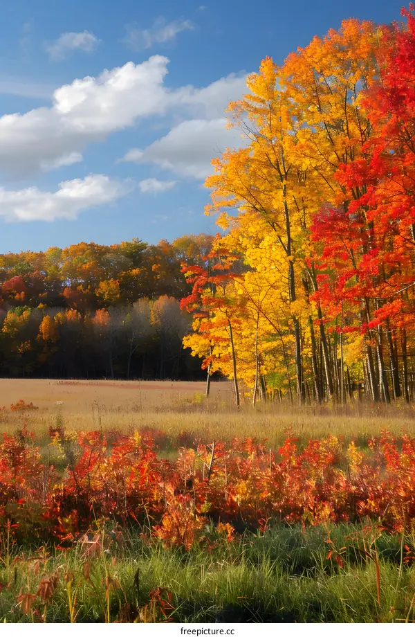 colorful autumn trees in the field