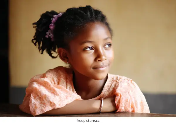 Thoughtful African Child Portrait