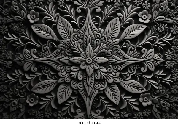 Gray floral and leaf pattern