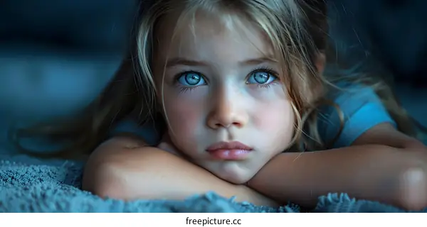 Portrait of a beautiful little girl with blue eyes