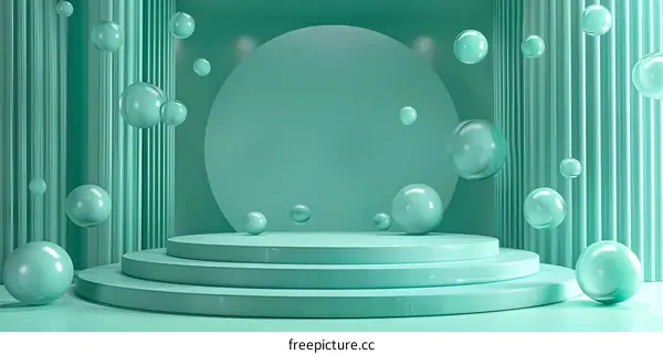 Haunting and Eerie 3D Stage with Podium and Curtains