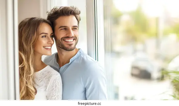 Couple Looking Out Window Happiness and Love