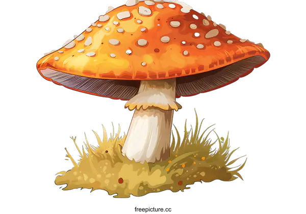 [Transparent Background PNG]Orange Mushroom with White Spots Illustration