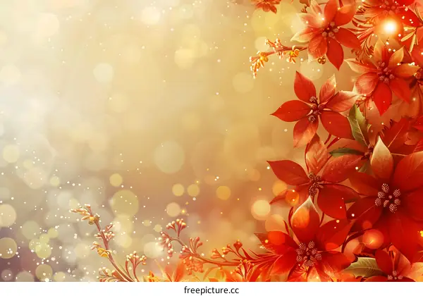 Red Flowers on a Gold Background