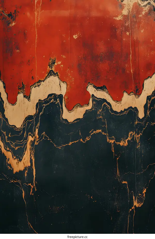 Abstract Black and Red Marble Texture Background