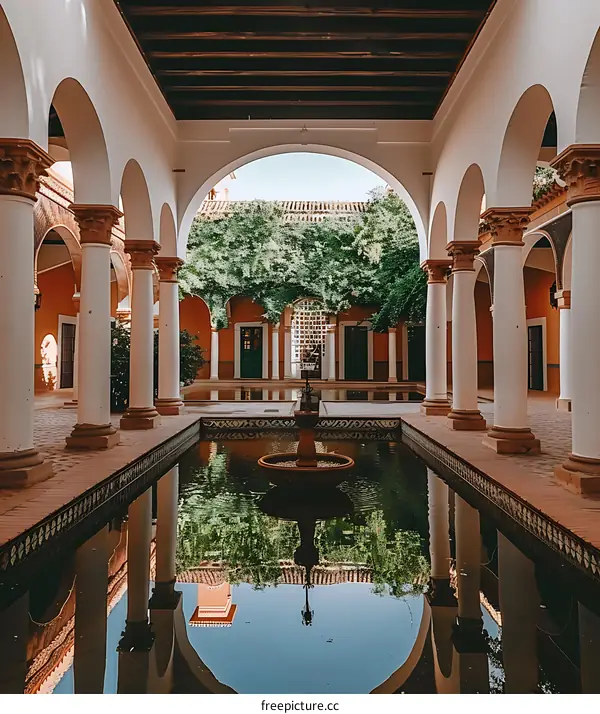 Reflective Pool in a Courtyard of a Spanish Villa