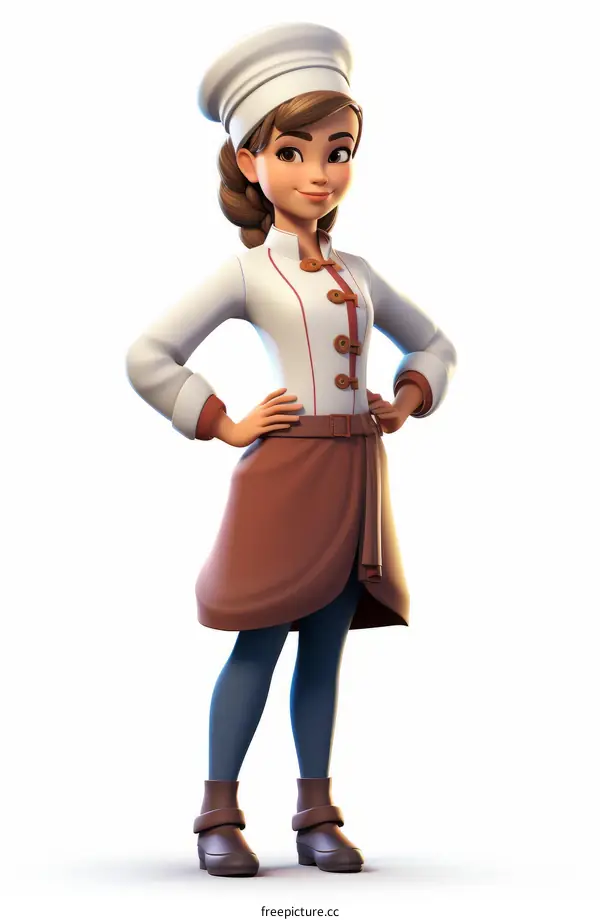 A cartoon image of a female chef