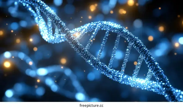 DNA Double Helix Illustration with Bokeh Background