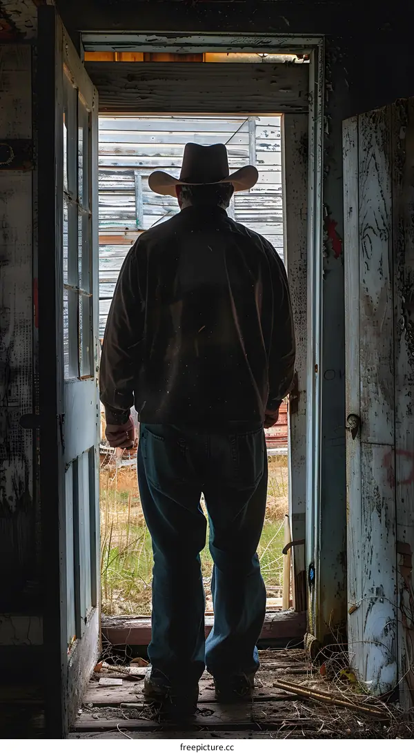 Cowboy standing in a doorway