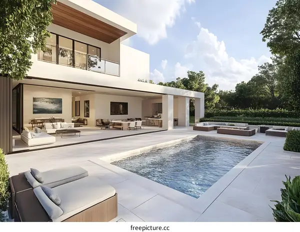 Modern House with Swimming Pool and Patio