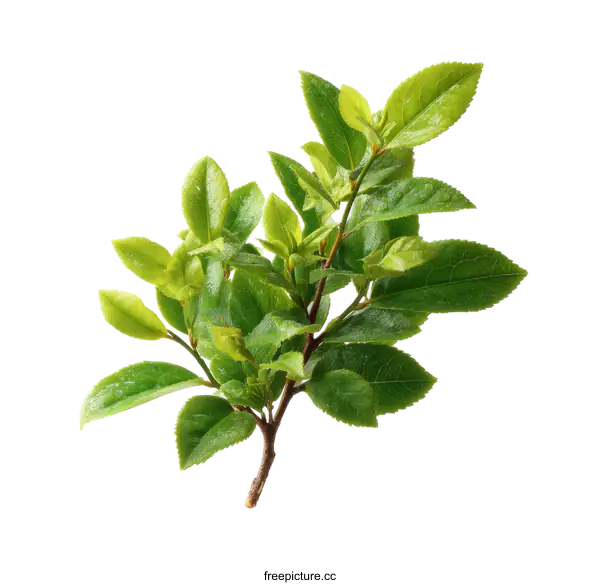 [Transparent Background PNG]Fresh Green Leaves Branch Isolated on White Background