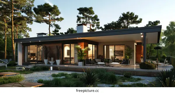 Modern Villa with Palm Trees