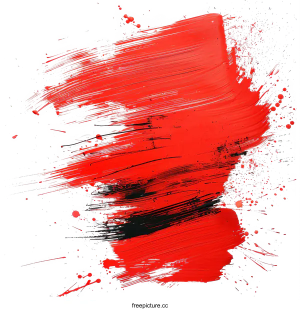 [Transparent Background PNG]Red and Black Paint Strokes on White Background