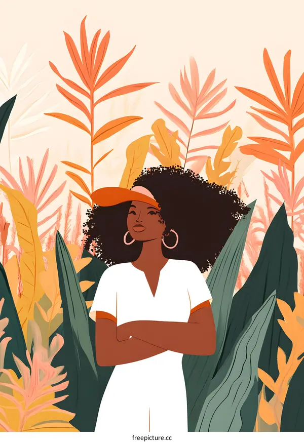 Woman in White Dress Standing in a Garden of Green Leaves