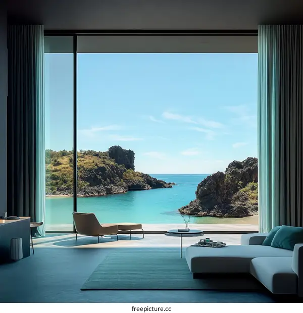 Luxury Coastal Living Room with Ocean View