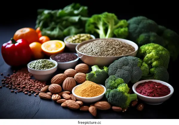 Healthy Food Variety: Fruits, Vegetables, Nuts & Seeds