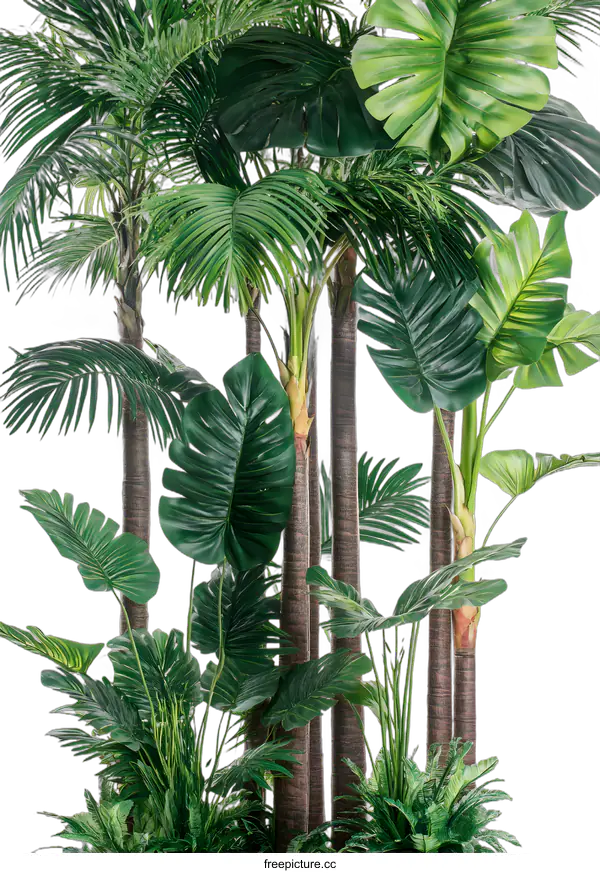 [Transparent Background PNG]Tropical Palm Tree Plants with White Background