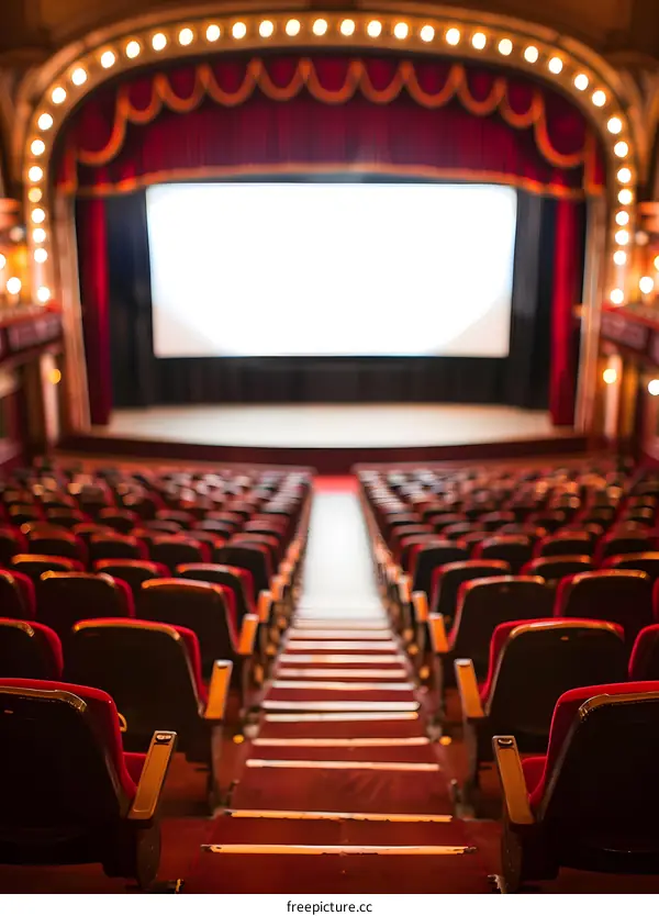 Empty Movie Theater Seats Facing the Screen