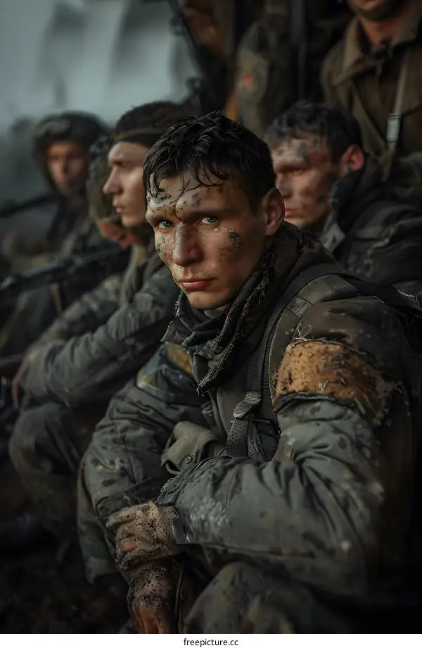 A group of soldiers in a war zone