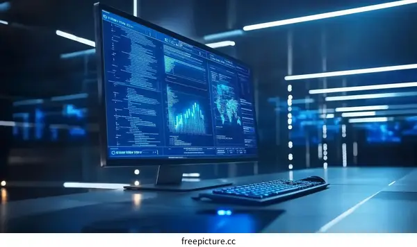 Modern Computer Display with Data Visualization