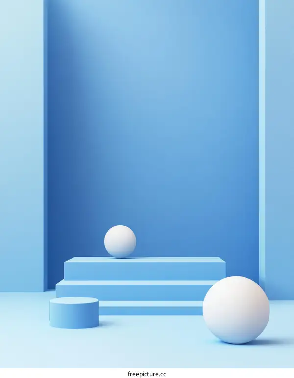 Abstract Light Blue Geometric Shapes Display