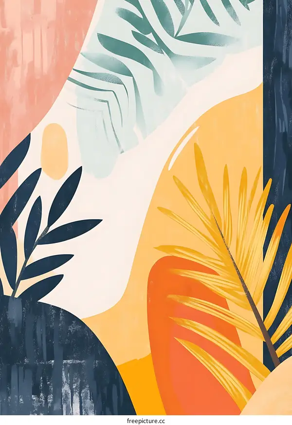 Abstract Tropical Leaves Art Print