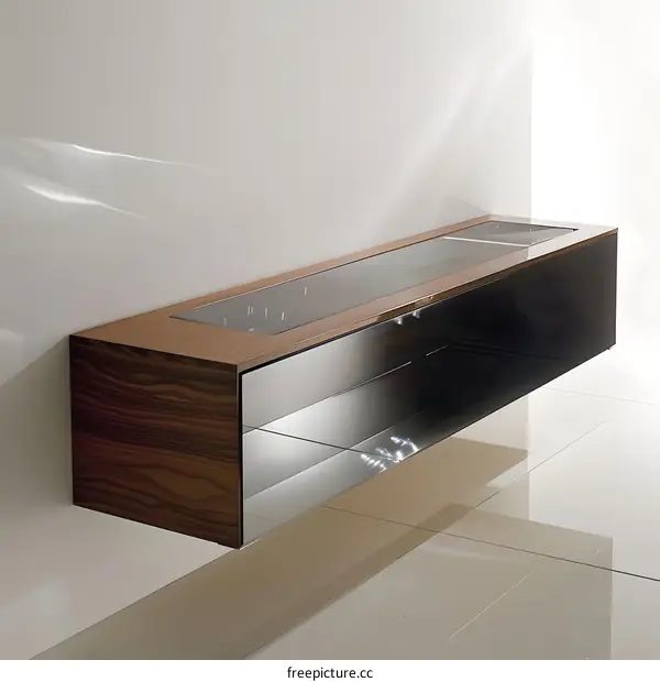 Modern Wall Mounted Cabinet with Glass Top and Shelf