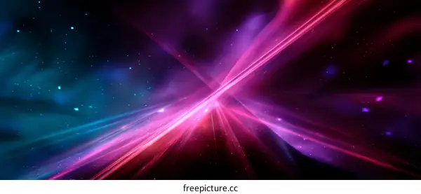 Abstract Colorful Light Rays and Stars Background