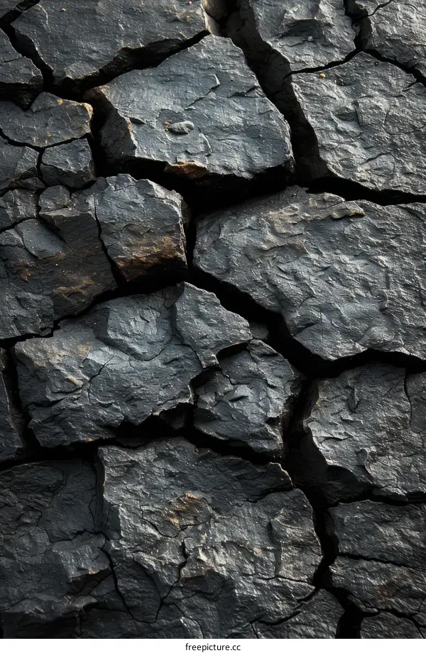 Black Cracked Dry Earth Ground Texture