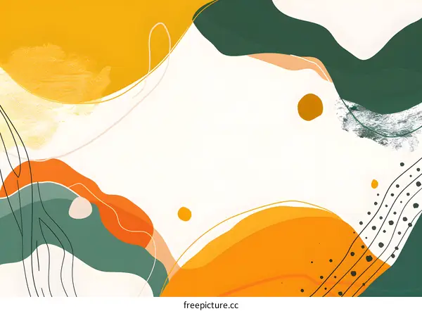 Abstract Background with Orange, Yellow, Green and Black Elements