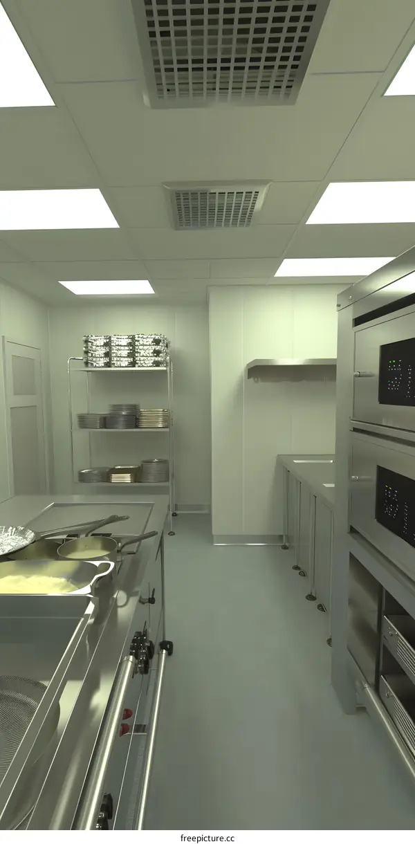 Modern Commercial Kitchen Design with Stainless Steel Appliances