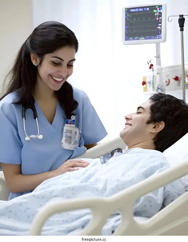 Nurse Caring for Patient in Hospital Bed