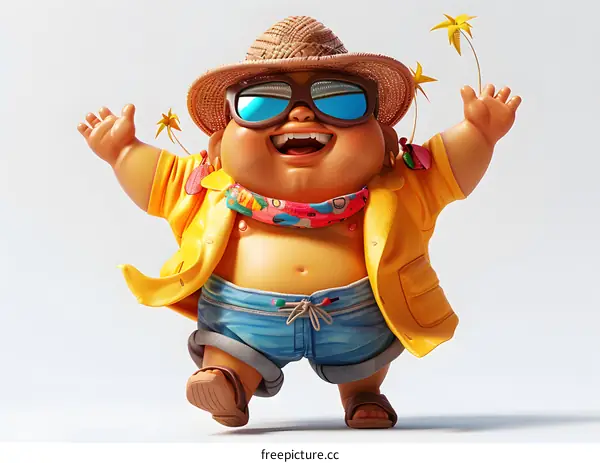 funny 3d character of a tourist on vacation