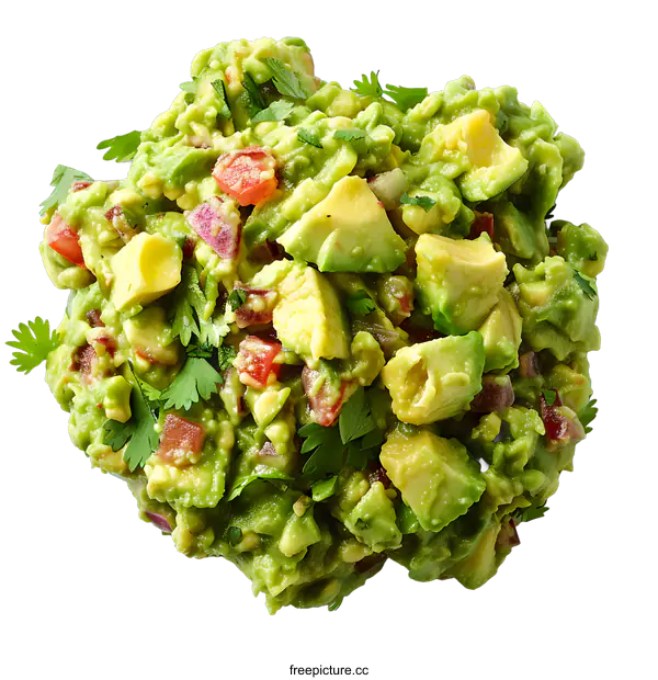 [Transparent Background PNG]Homemade fresh organic green guacamole