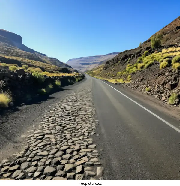 A long and winding road through a valley