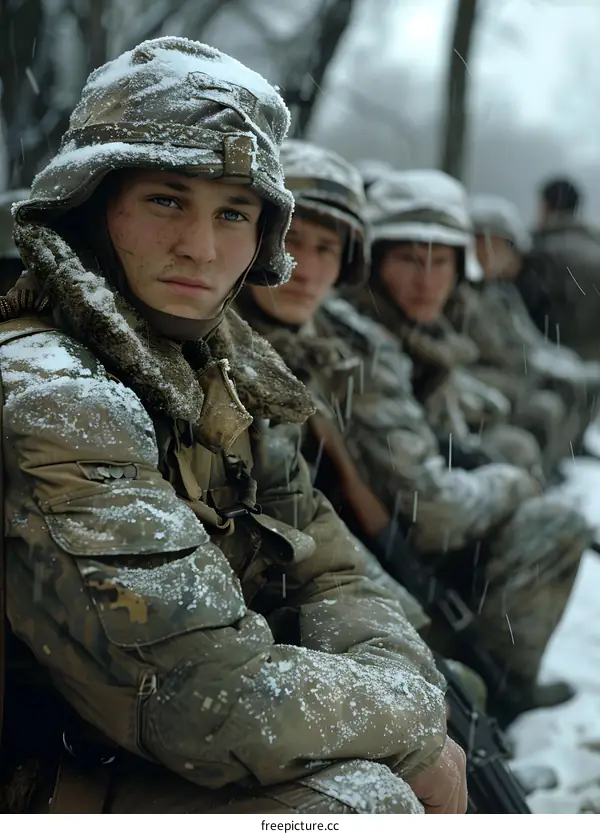 A group of soldiers in winter gear