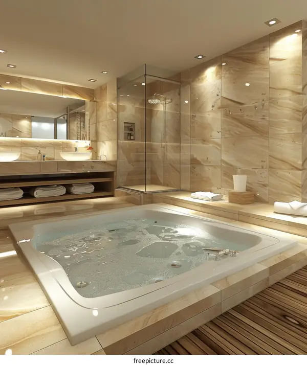 Luxury Modern Spa Bathroom with Jacuzzi