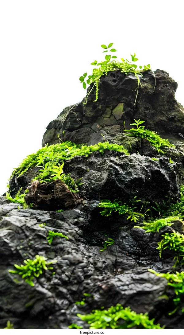 Green Moss Growing on a Rock