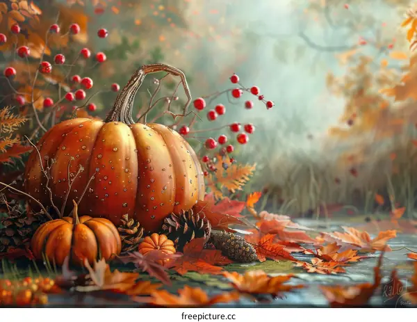 Autumn Harvest Pumpkin Still Life