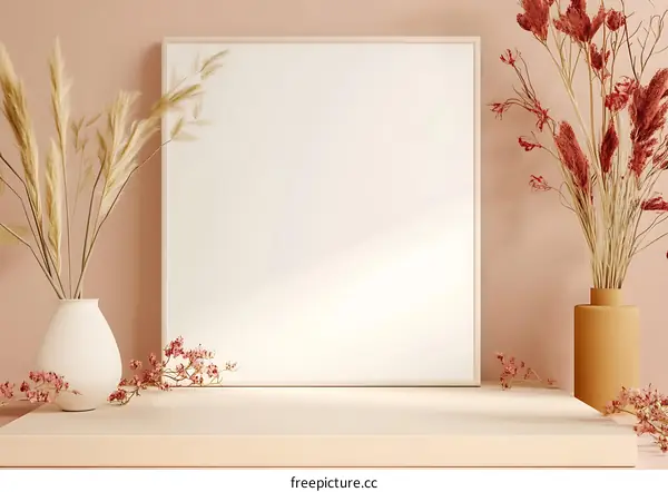 Blank Canvas with Dried Flowers and Vases