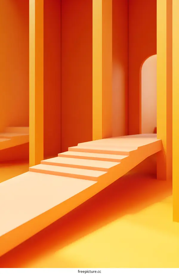 Minimalist Abstract Orange Staircase Background