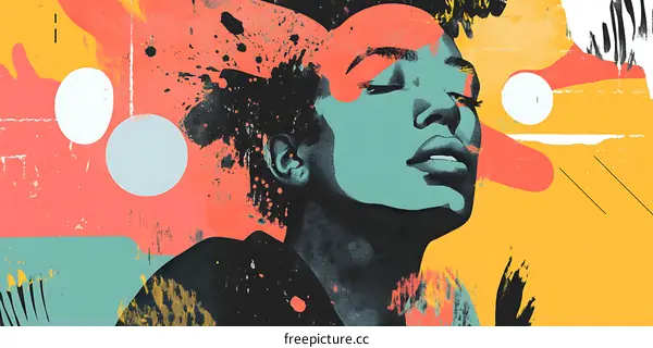 Abstract Woman Portrait With Colorful Splashes