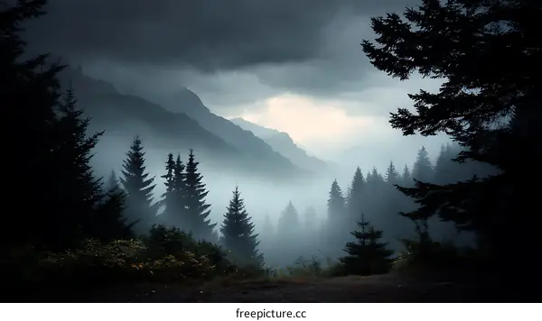 Misty Mountain Forest Landscape
