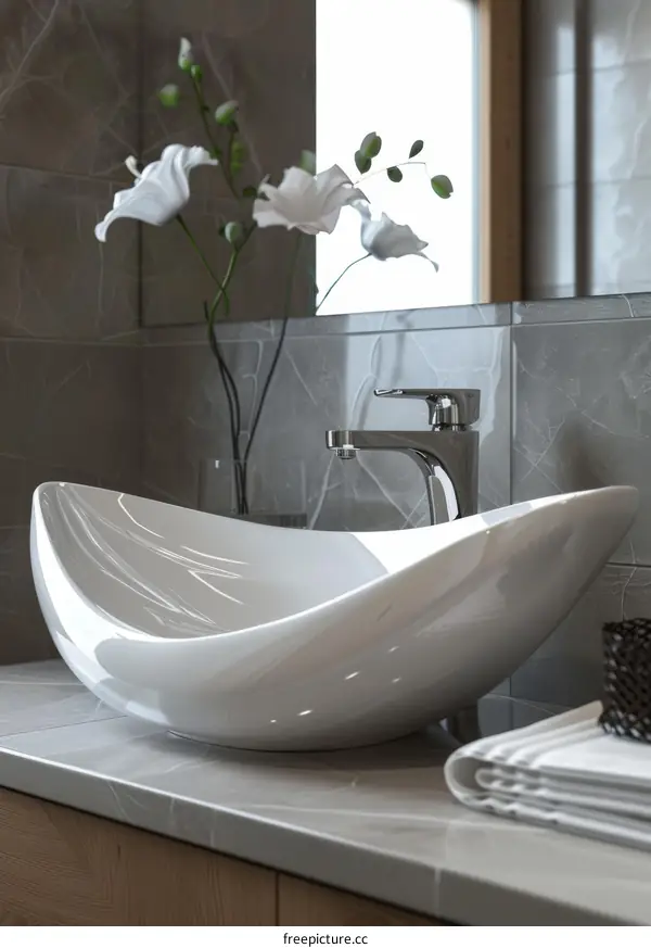 Modern Stylish Bathroom Sink with Marble Top