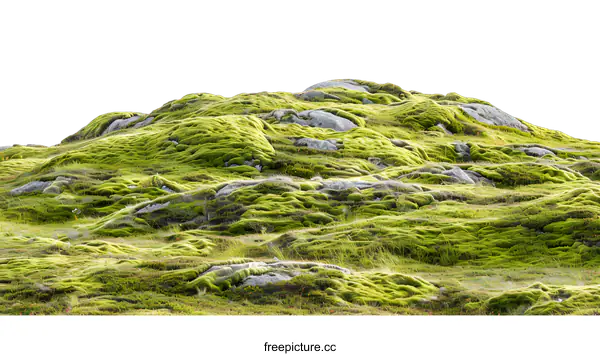 [Transparent Background PNG]Green Moss Covered Hill Landscape