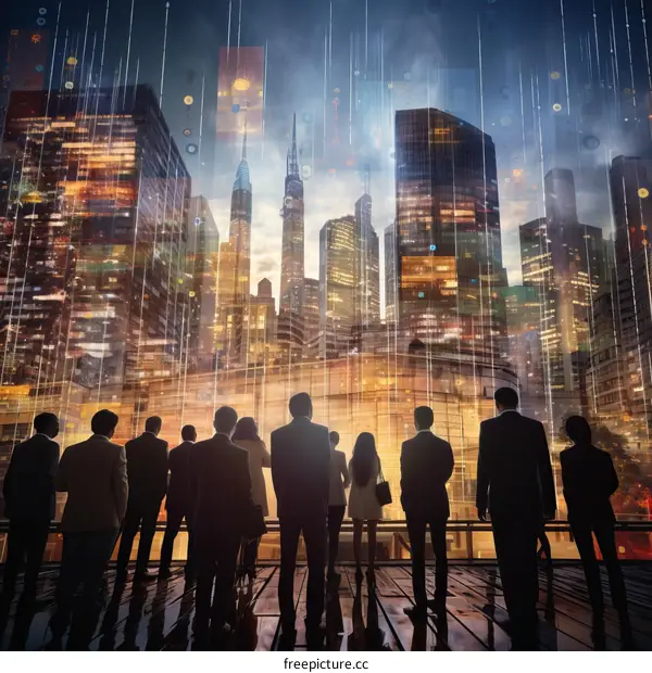 Business people looking at the cityscape