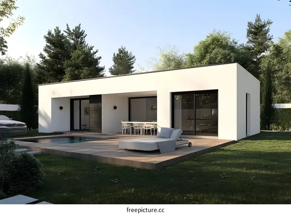 Modern White House With Pool And Patio