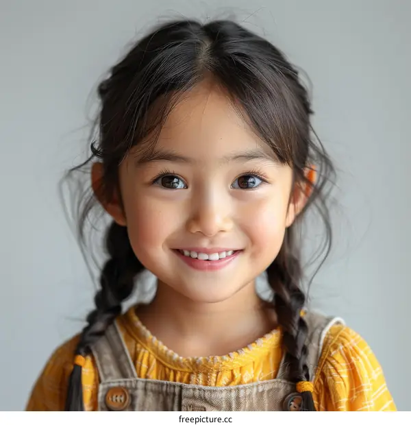 Portrait of a happy little Asian girl smiling