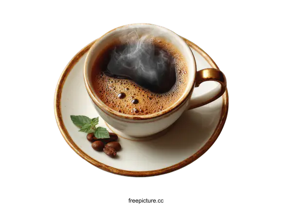 [Transparent Background PNG]A Cup of Aromatic Hot Coffee with Steam